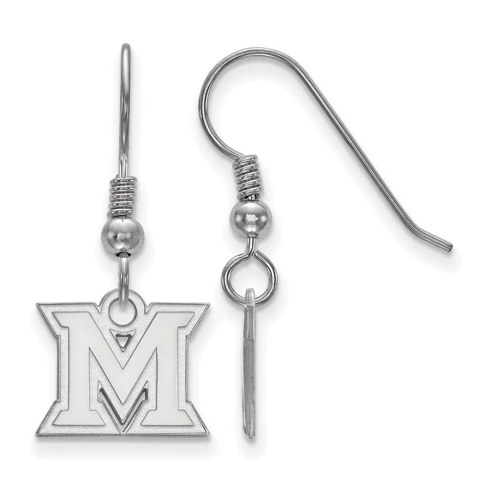 Sterling Silver Rhodium-plated Miami University Ohio Letter M Extra Small Dangle Wire Earrings