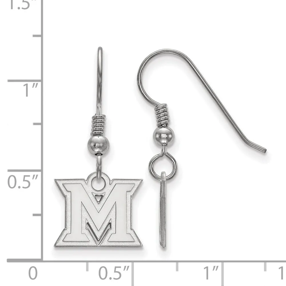 Sterling Silver Rhodium-plated Miami University Ohio Letter M Extra Small Dangle Wire Earrings