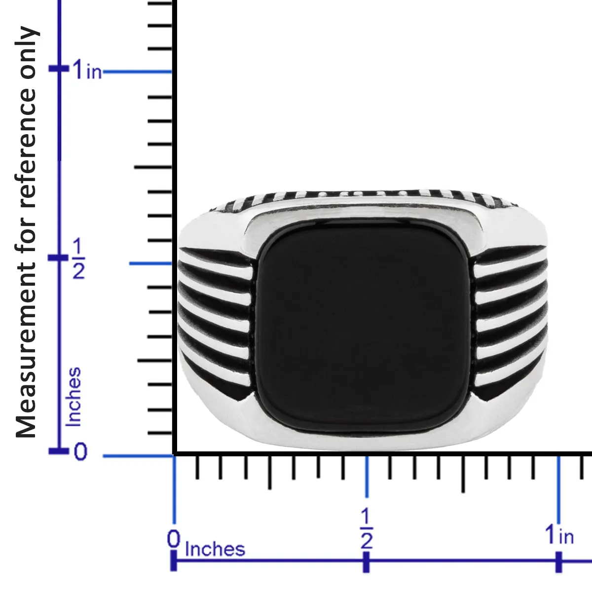 Sterling Silver Ring with Large Rounded-square Black Onyx Stone