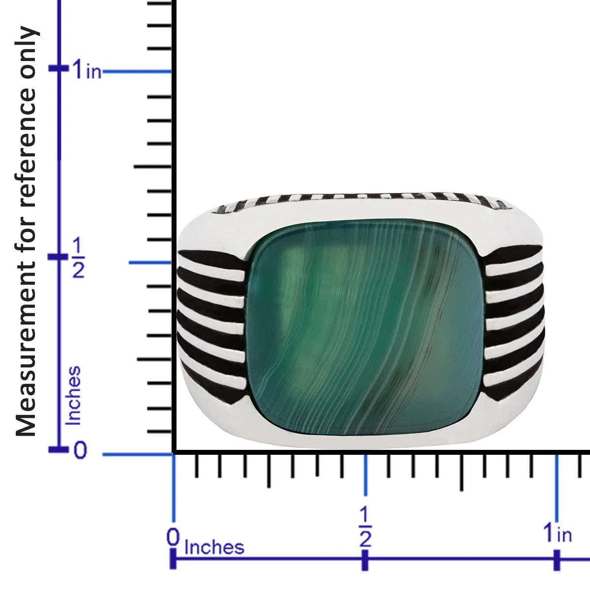 Sterling Silver Ring with Large Rounded-square Water Green Agate