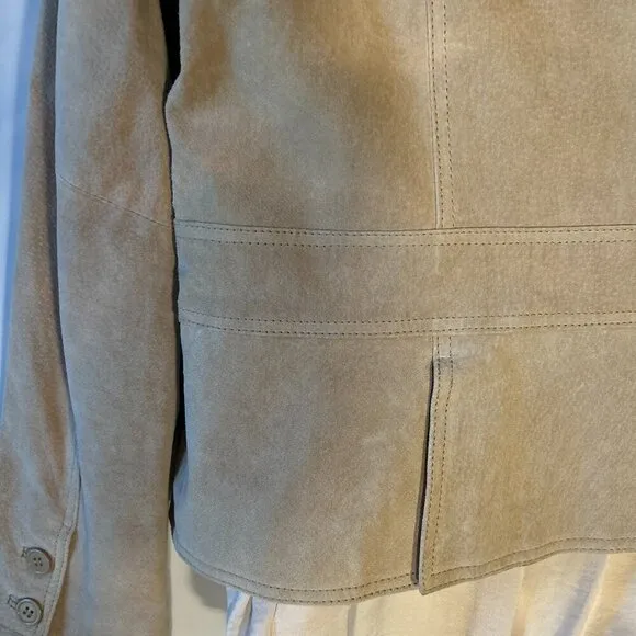 St.John's Bay SZ XL Tan Suede Leather Jacket Western Old Money Timeless Ranch