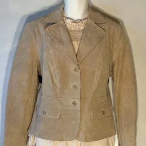 St.John's Bay SZ XL Tan Suede Leather Jacket Western Old Money Timeless Ranch