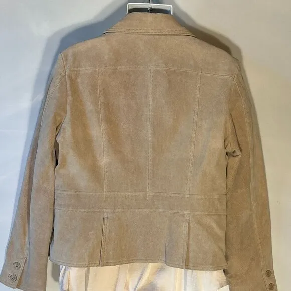 St.John's Bay SZ XL Tan Suede Leather Jacket Western Old Money Timeless Ranch