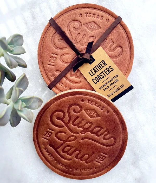 Sugar Land Leather Coaster - Single or Set of 4
