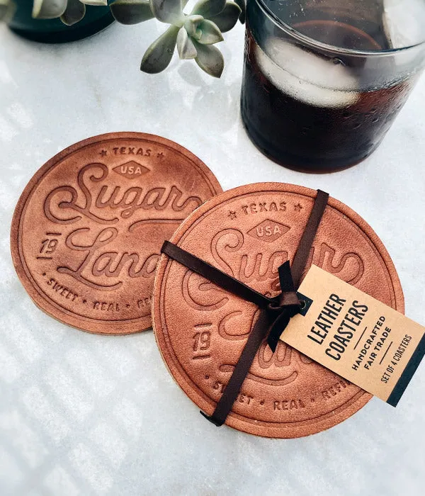 Sugar Land Leather Coaster - Single or Set of 4