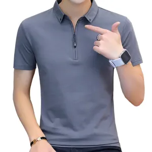 Summer casual polo shirt men short sleeve turn down collar slim fit sold color polo shirt for men plus sizes