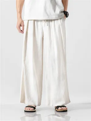 Summer Men's Simple Loose Drawstring Beach Pants