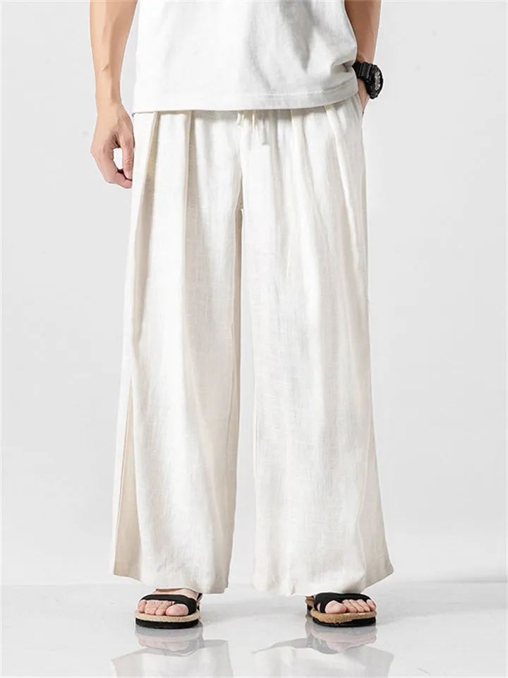 Summer Men's Simple Loose Drawstring Beach Pants