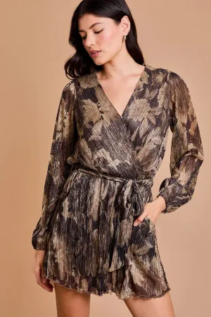 SURPLICE LONG SLEEVE WAIST TIE ROMPER