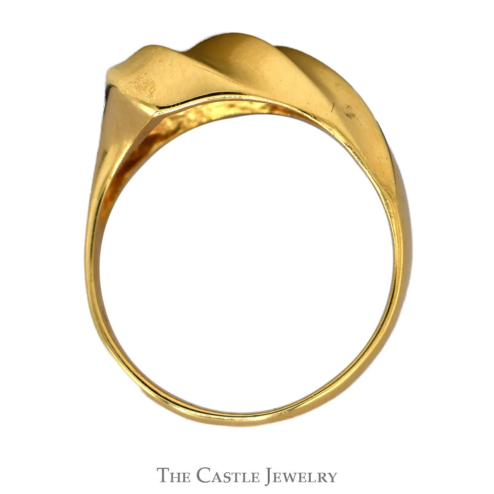 Swirled Ridged Dome Ring in 18k Yellow Gold