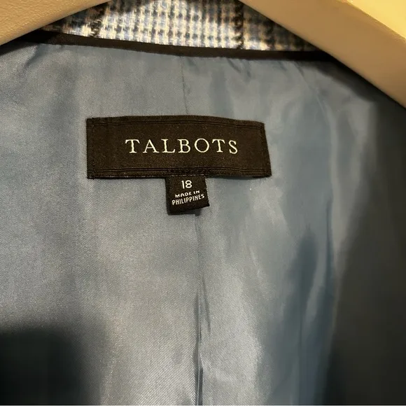 Talbots Classic Shetland Blue Plaid Blazer Women’s Size 18