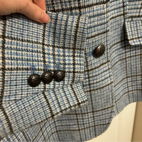 Talbots Classic Shetland Blue Plaid Blazer Women’s Size 18