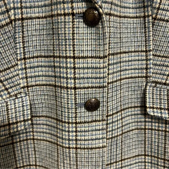 Talbots Classic Shetland Blue Plaid Blazer Women’s Size 18
