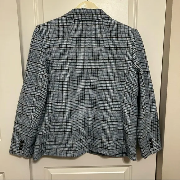 Talbots Classic Shetland Blue Plaid Blazer Women’s Size 18