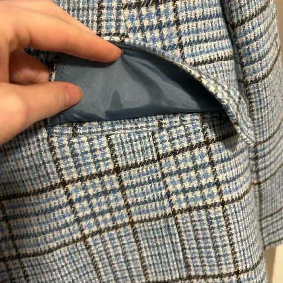 Talbots Classic Shetland Blue Plaid Blazer Women’s Size 18