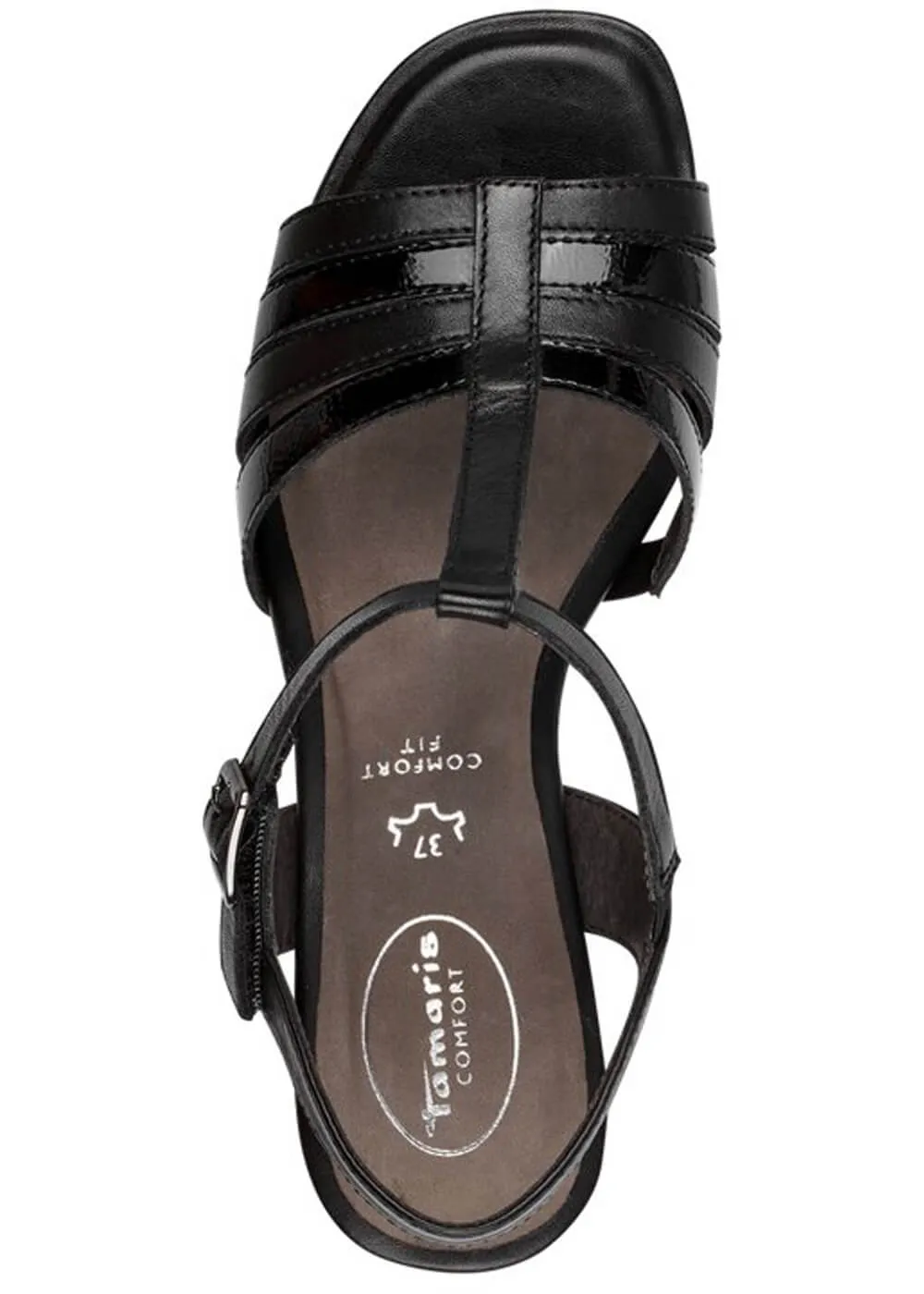 Tamaris Comfort Sally Leather 70's Sandals Pumps Black
