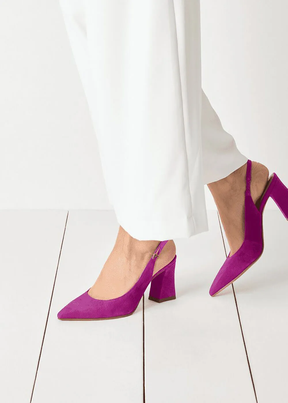 Tamaris Miranda Leather Slingback Pumps Dark Pink