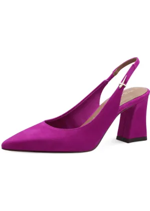 Tamaris Miranda Leather Slingback Pumps Dark Pink