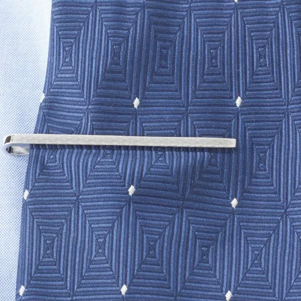 Tateossian Pure Silver Tie Clip Engraved, Diamond Texture, 53mm
