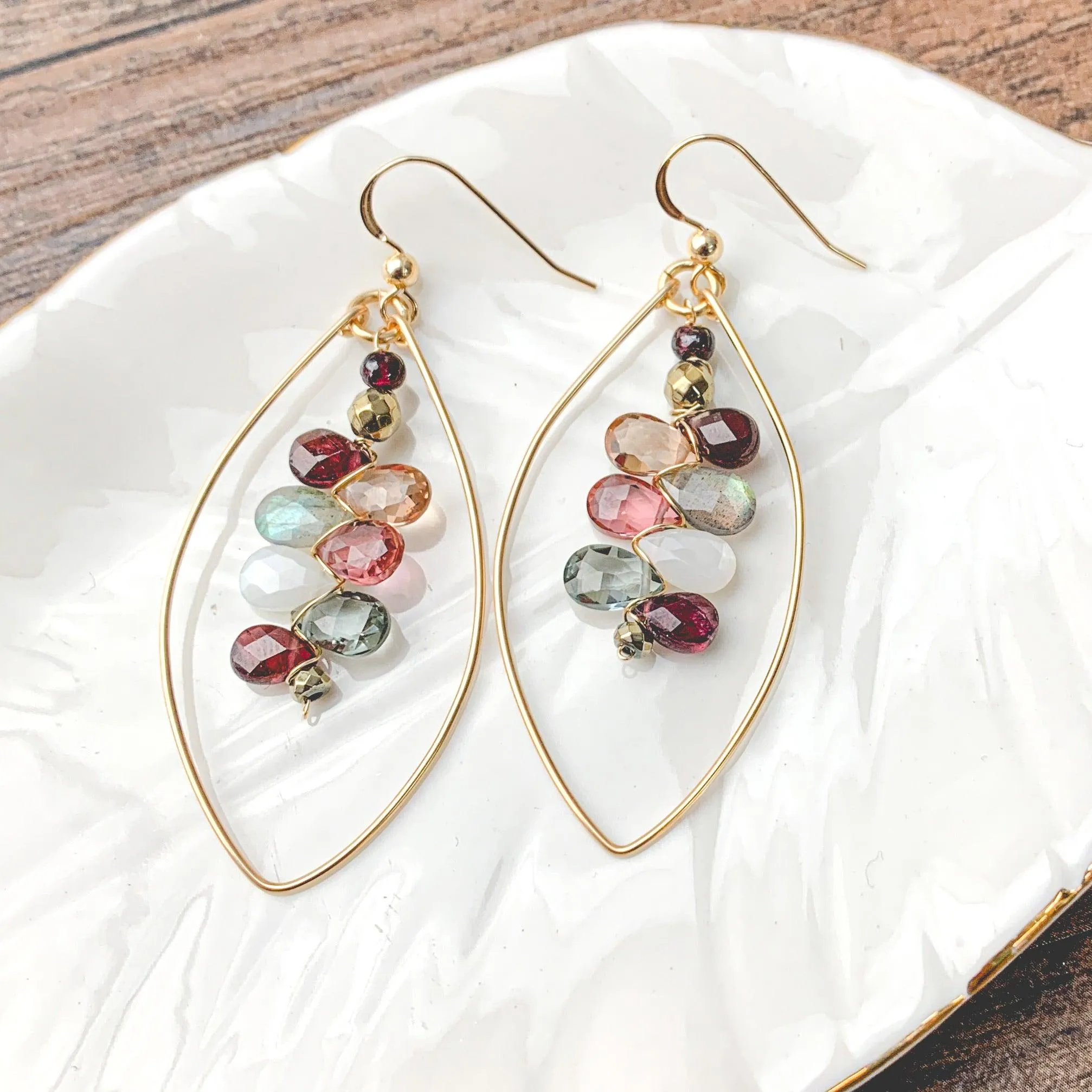 Tera Garnets Marquee Elegance Hoops
