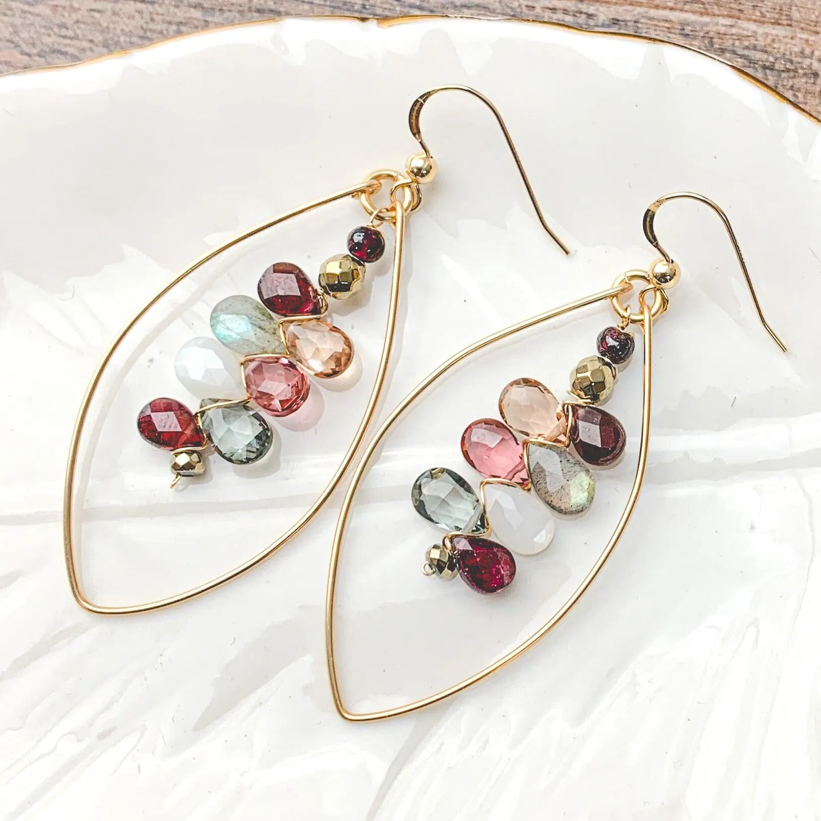 Tera Garnets Marquee Elegance Hoops