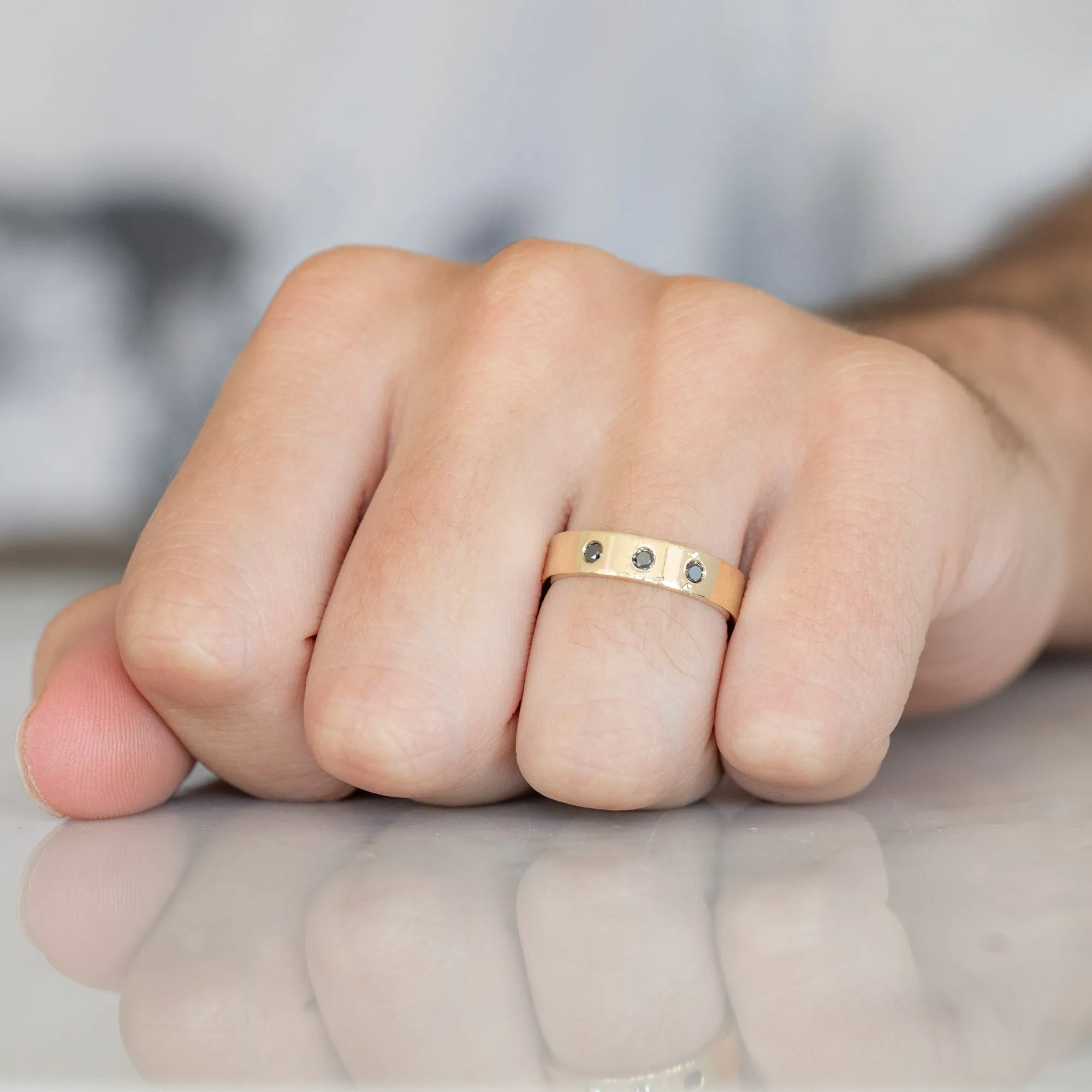 The Gold Band with Black Diamonds | 14K Yellow Gold