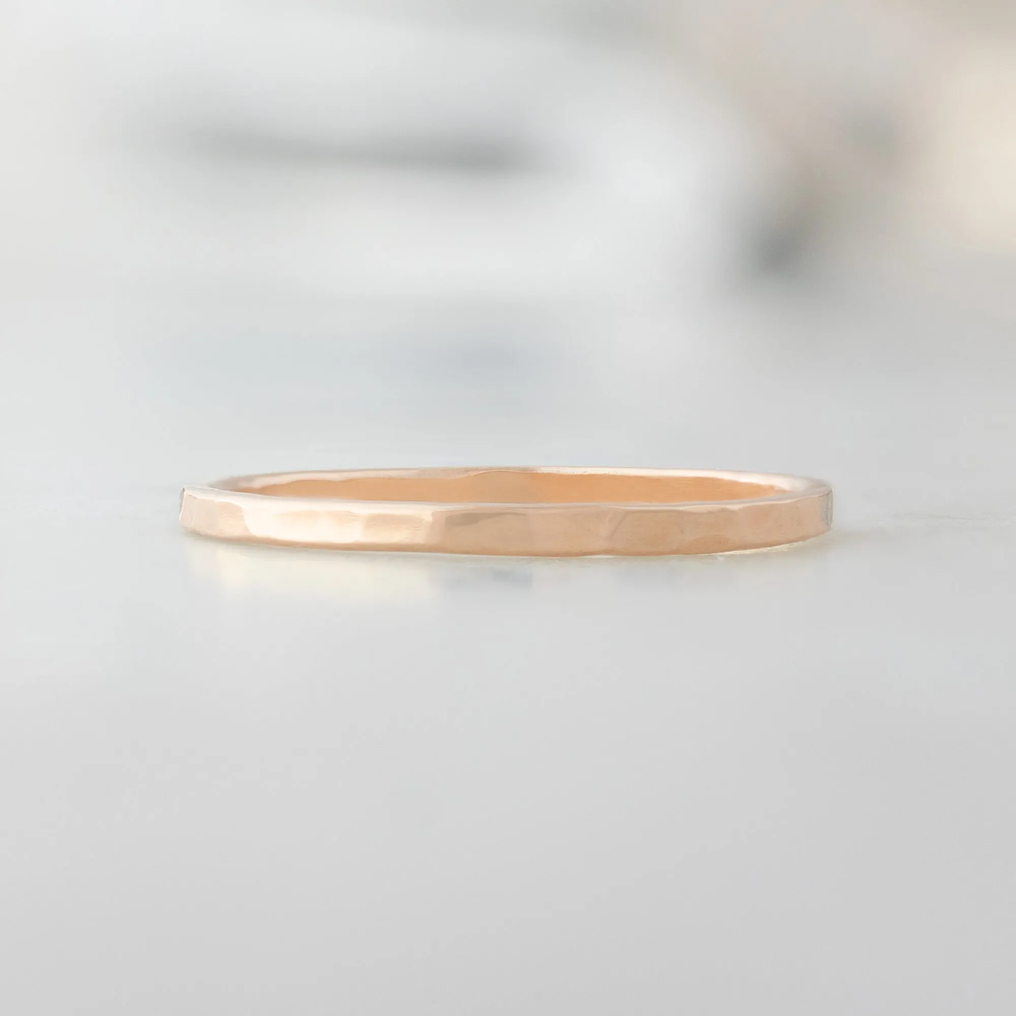 The Hammered Gold Stacking Wedding Ring | Yellow, Rose or White Gold