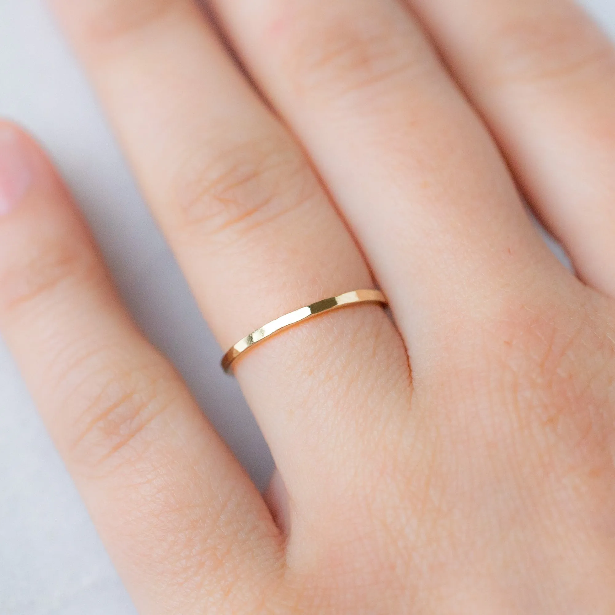 The Hammered Gold Stacking Wedding Ring | Yellow, Rose or White Gold
