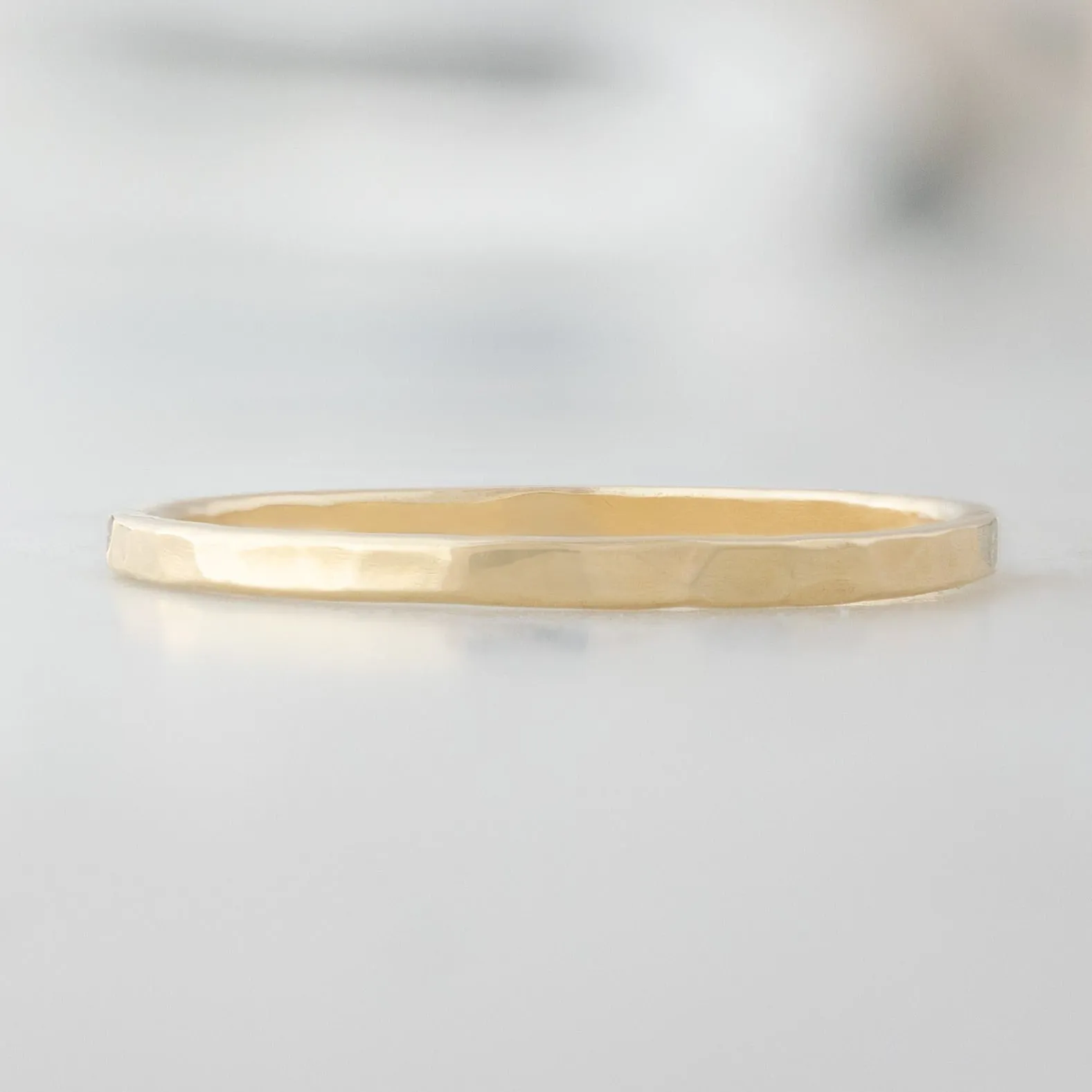 The Hammered Gold Stacking Wedding Ring | Yellow, Rose or White Gold