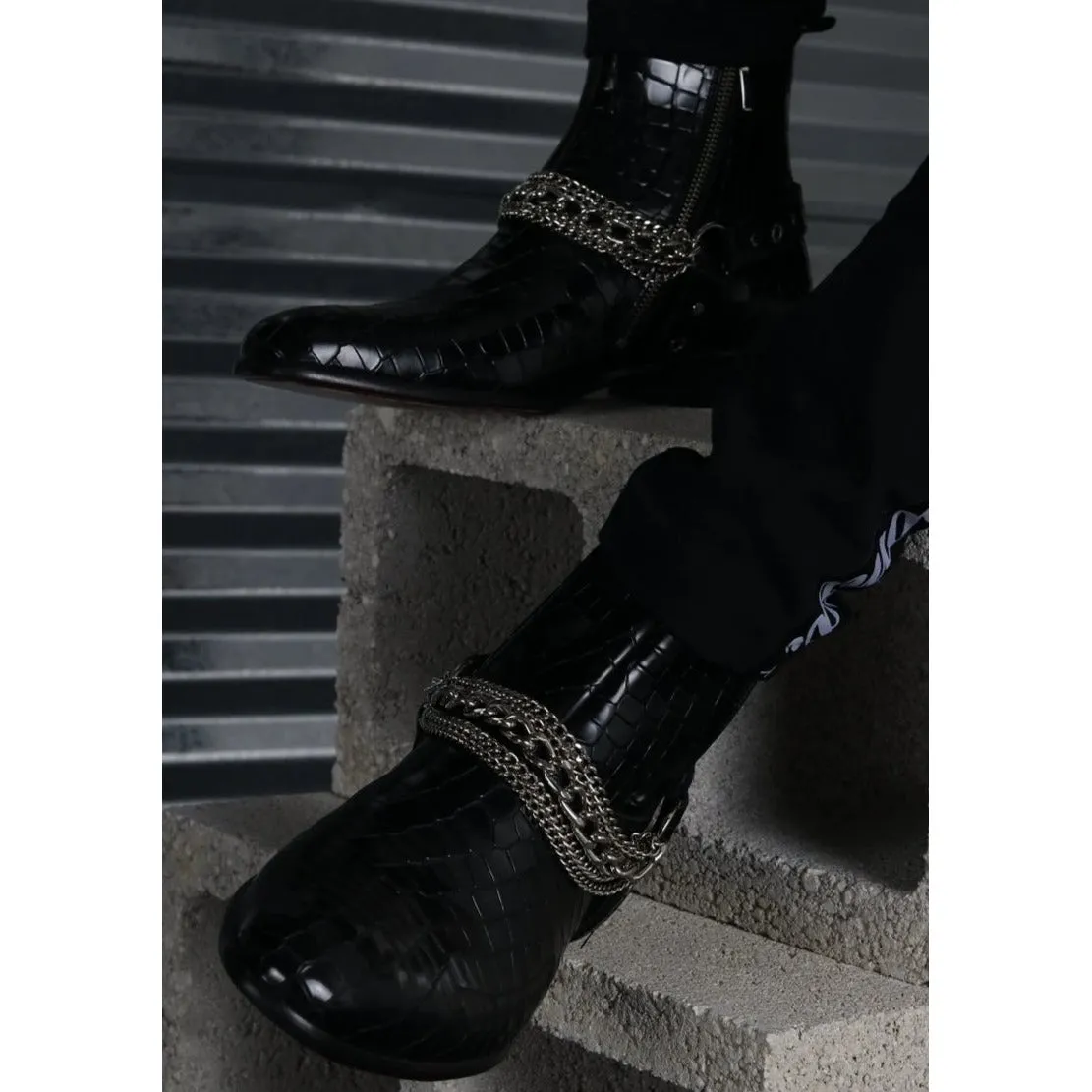 The Maldonado Boot in Embossed Croc Leather