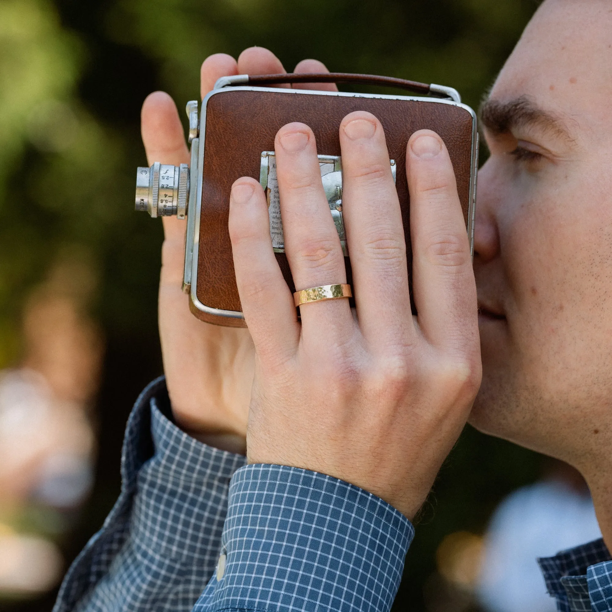 The Marsh | 5mm & 6mm Men's Hammered Yellow Gold Wedding Band