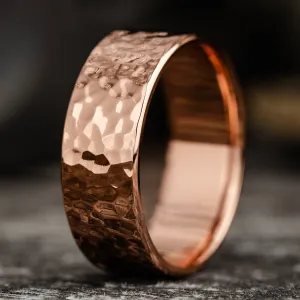 The Marsh | 7mm & 8mm Men's Hammered Rose Gold Wedding Band