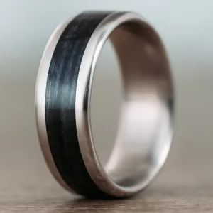 The Speakeasy | Men's Titanium Wedding Band with Whiskey Barrel Wood