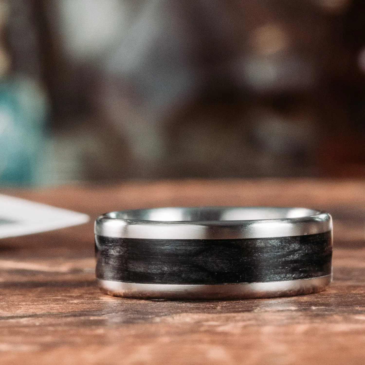 The Speakeasy | Men's Titanium Wedding Band with Whiskey Barrel Wood