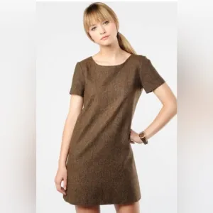 Theory Ellode Tweed A-Line Wool &amp; Silk Brown Dress size 6