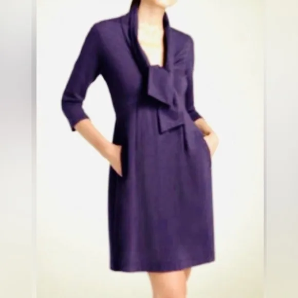 Theory Katalina Craze Dress In Eggplant/Plum NWOT Size 2. POCKETS! 3/4 Sleeves