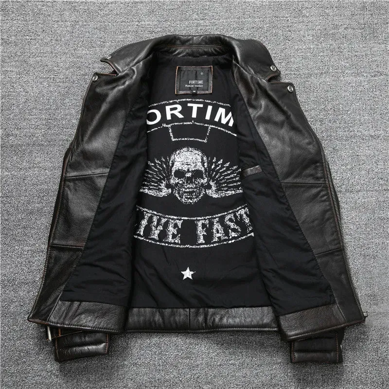 Timeless Oblique Zipper Leather Jacket