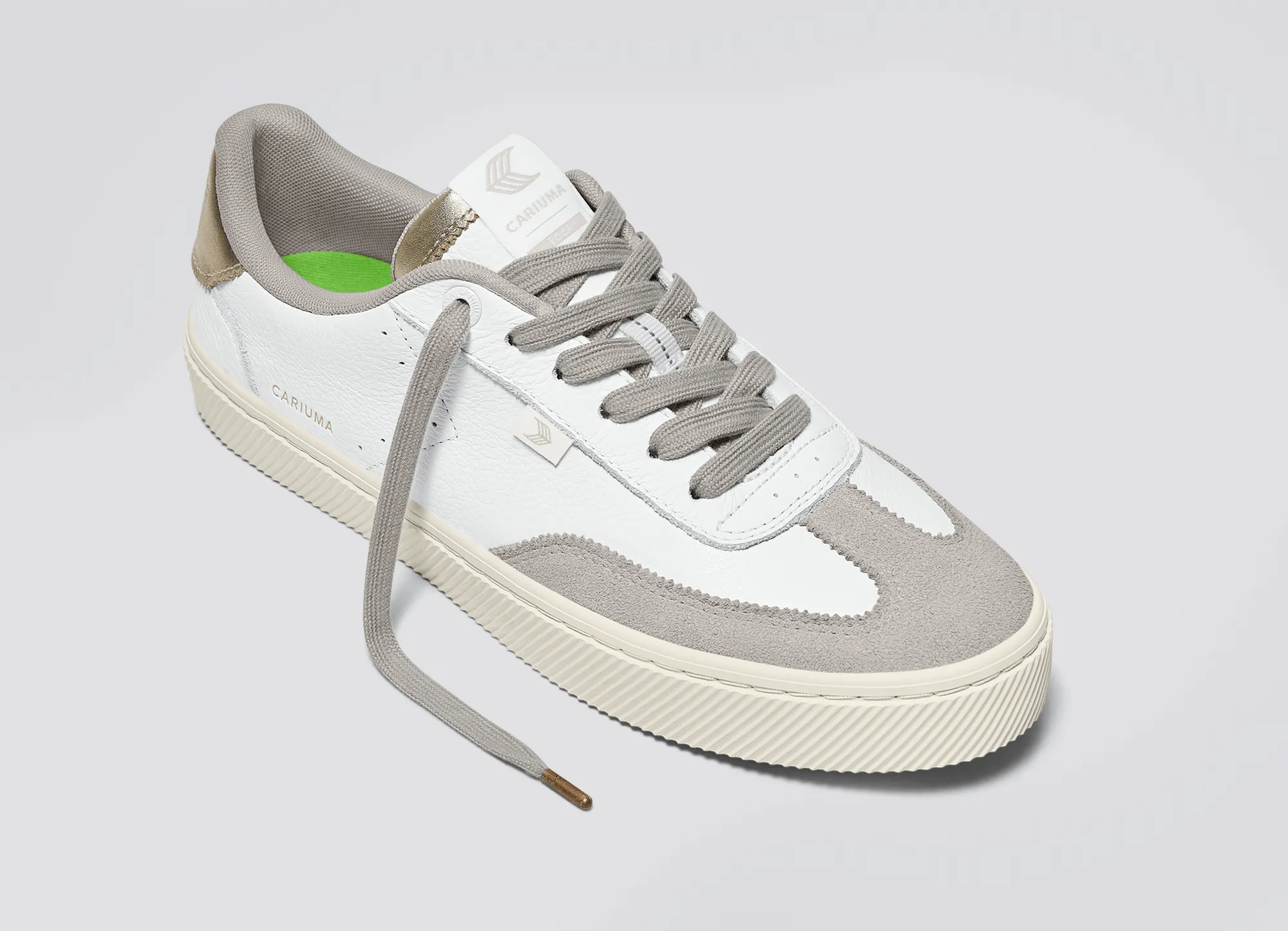 TOCA White Premium Leather Vintage White Suede Metallic Gold Sneaker Men