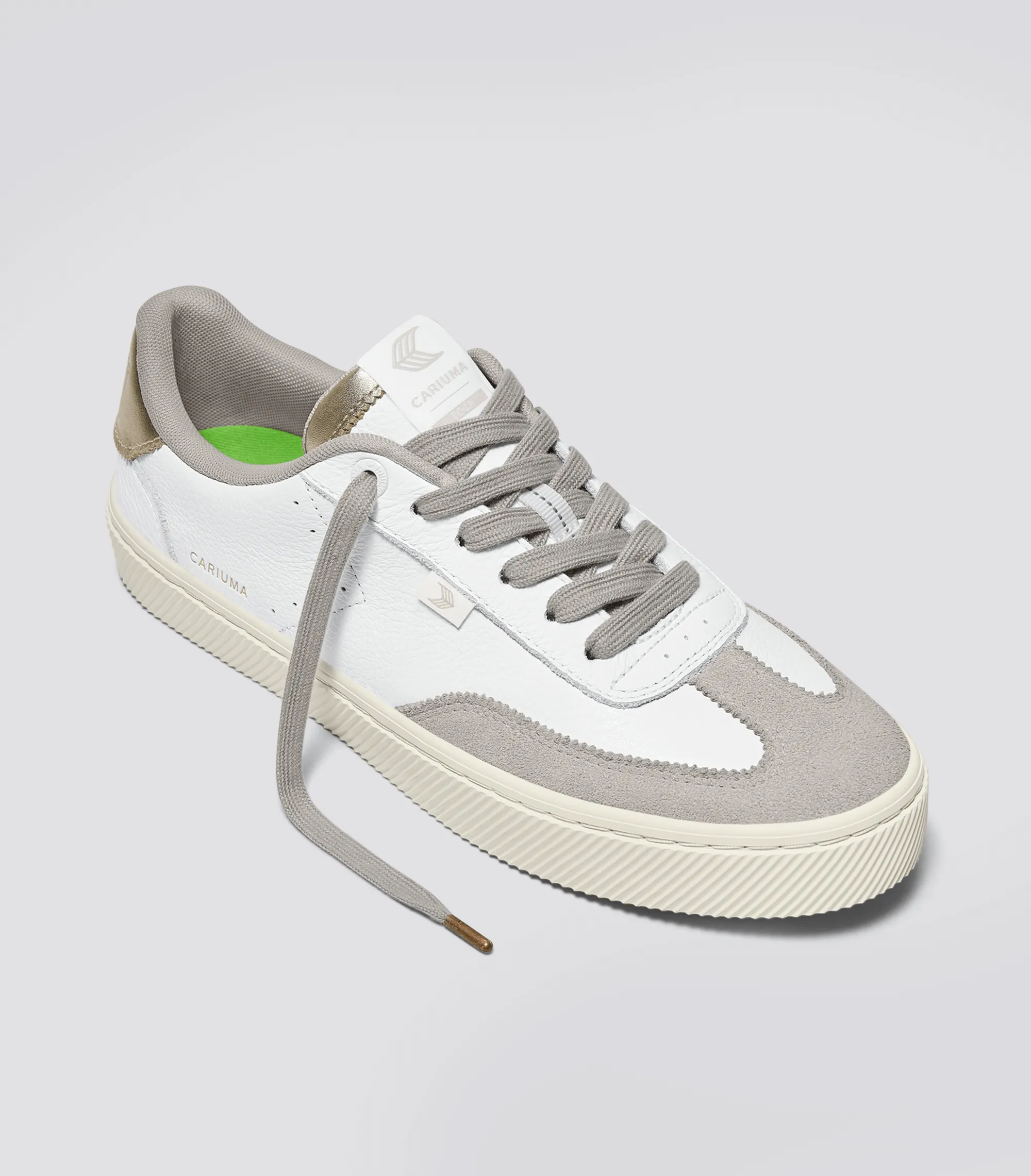 TOCA White Premium Leather Vintage White Suede Metallic Gold Sneaker Men