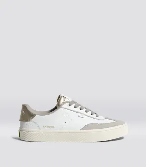 TOCA White Premium Leather Vintage White Suede Metallic Gold Sneaker Men