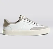 TOCA White Premium Leather Vintage White Suede Metallic Gold Sneaker Men