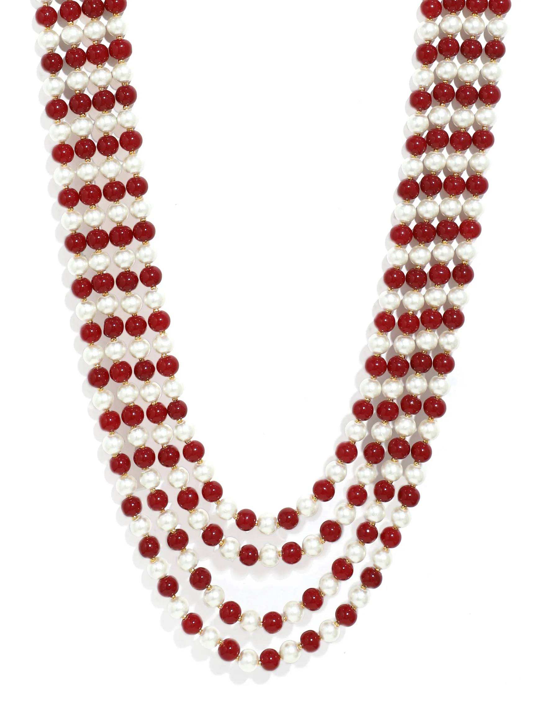 Traditional Red and White Beads Maharaja Moti Mala for Men