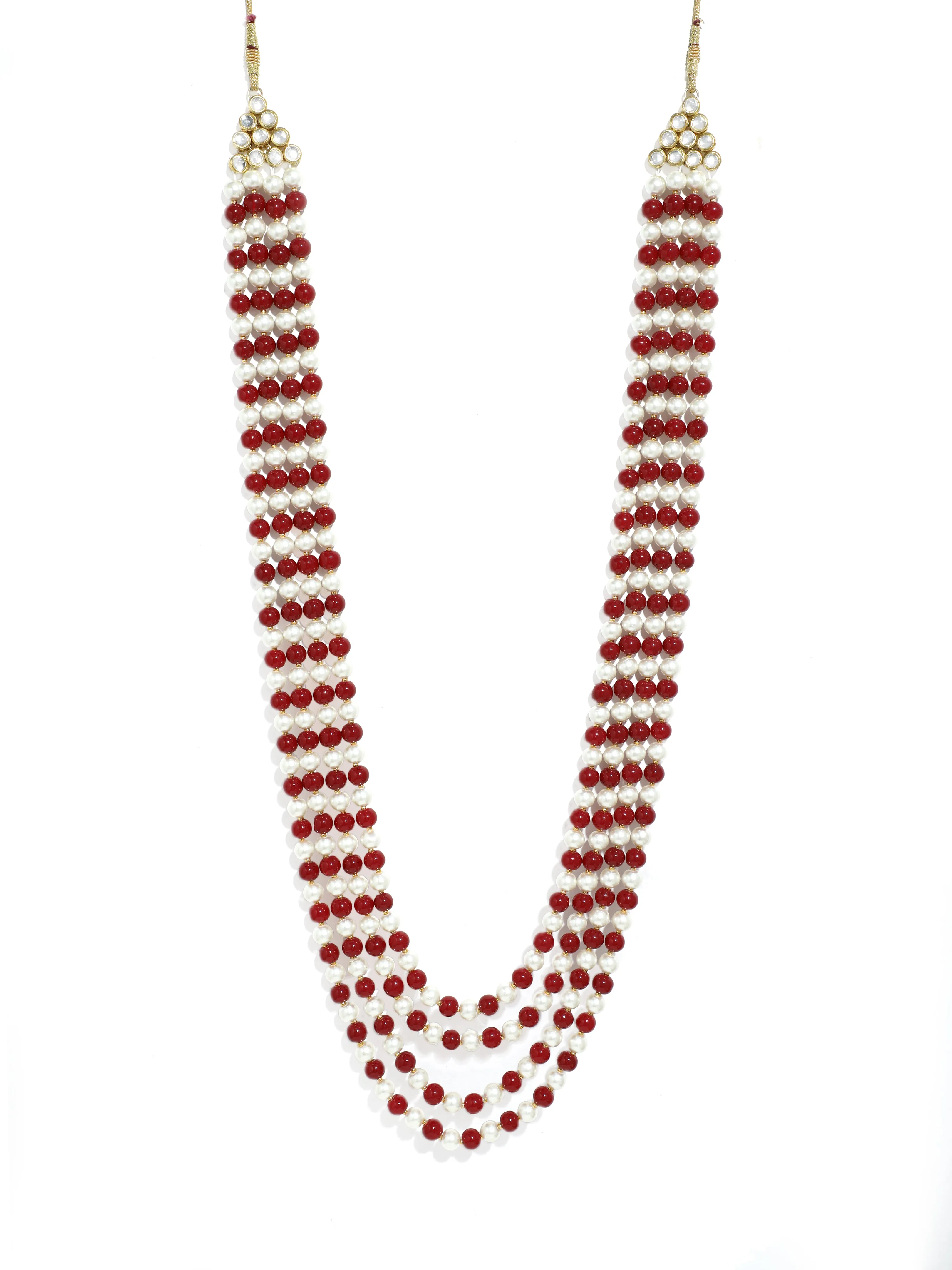 Traditional Red and White Beads Maharaja Moti Mala for Men