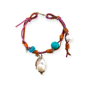 TROPICAL PINK SUNSET SKY DIAMOND PEARL TURQUOISE GOLD STAR ROCKSTAR ANKLET