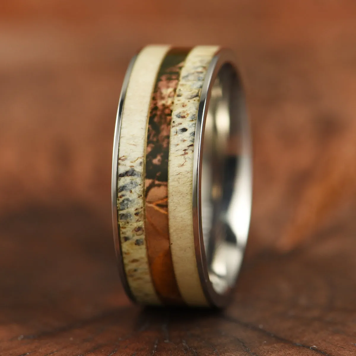 Tungsten Antler Cameo Men's Wedding Band 8MM