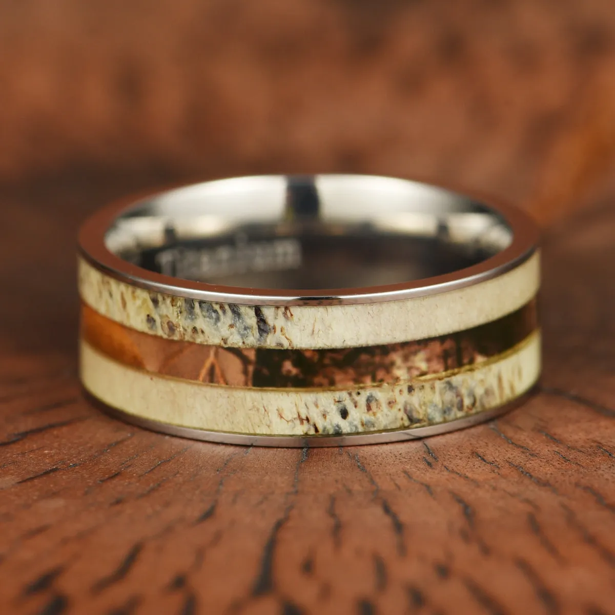 Tungsten Antler Cameo Men's Wedding Band 8MM