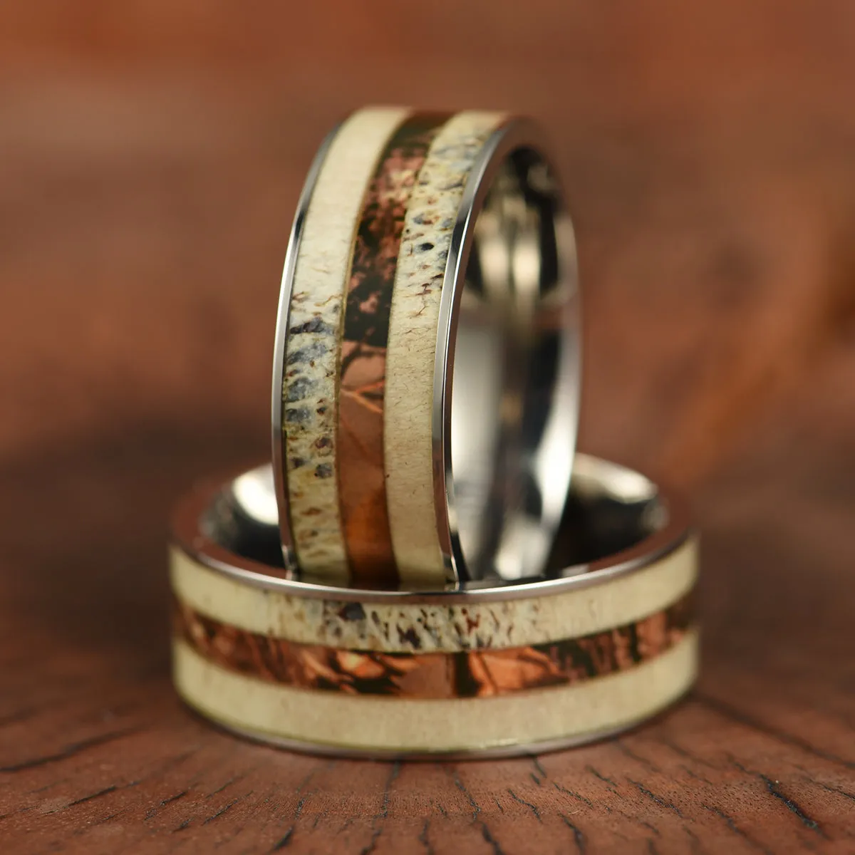 Tungsten Antler Cameo Men's Wedding Band 8MM