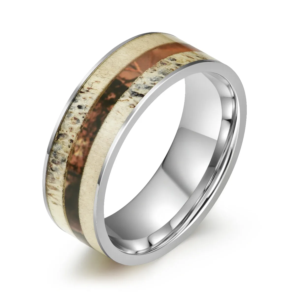 Tungsten Antler Cameo Men's Wedding Band 8MM