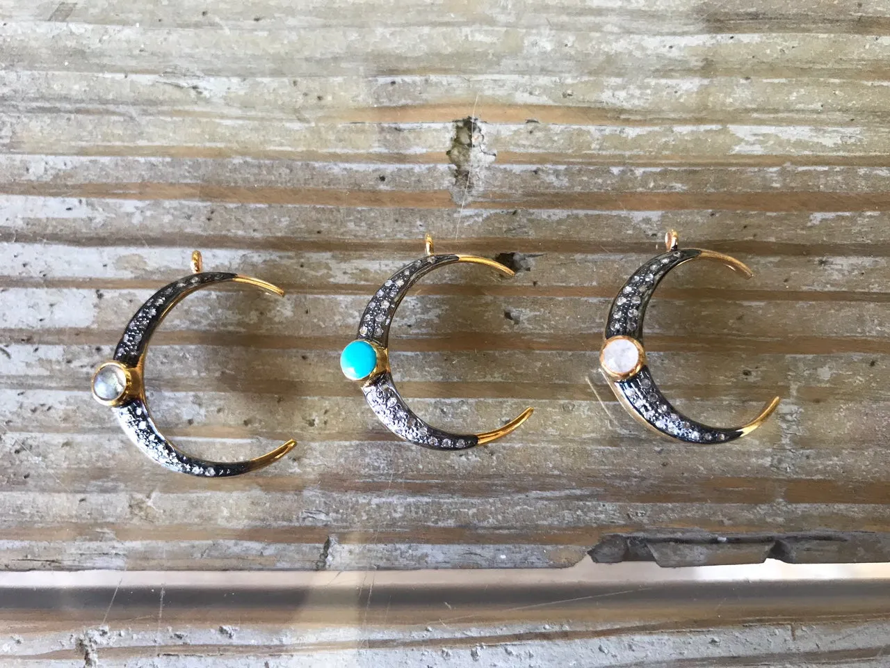 Turquoise Crescent Moon Necklace:  other colors available