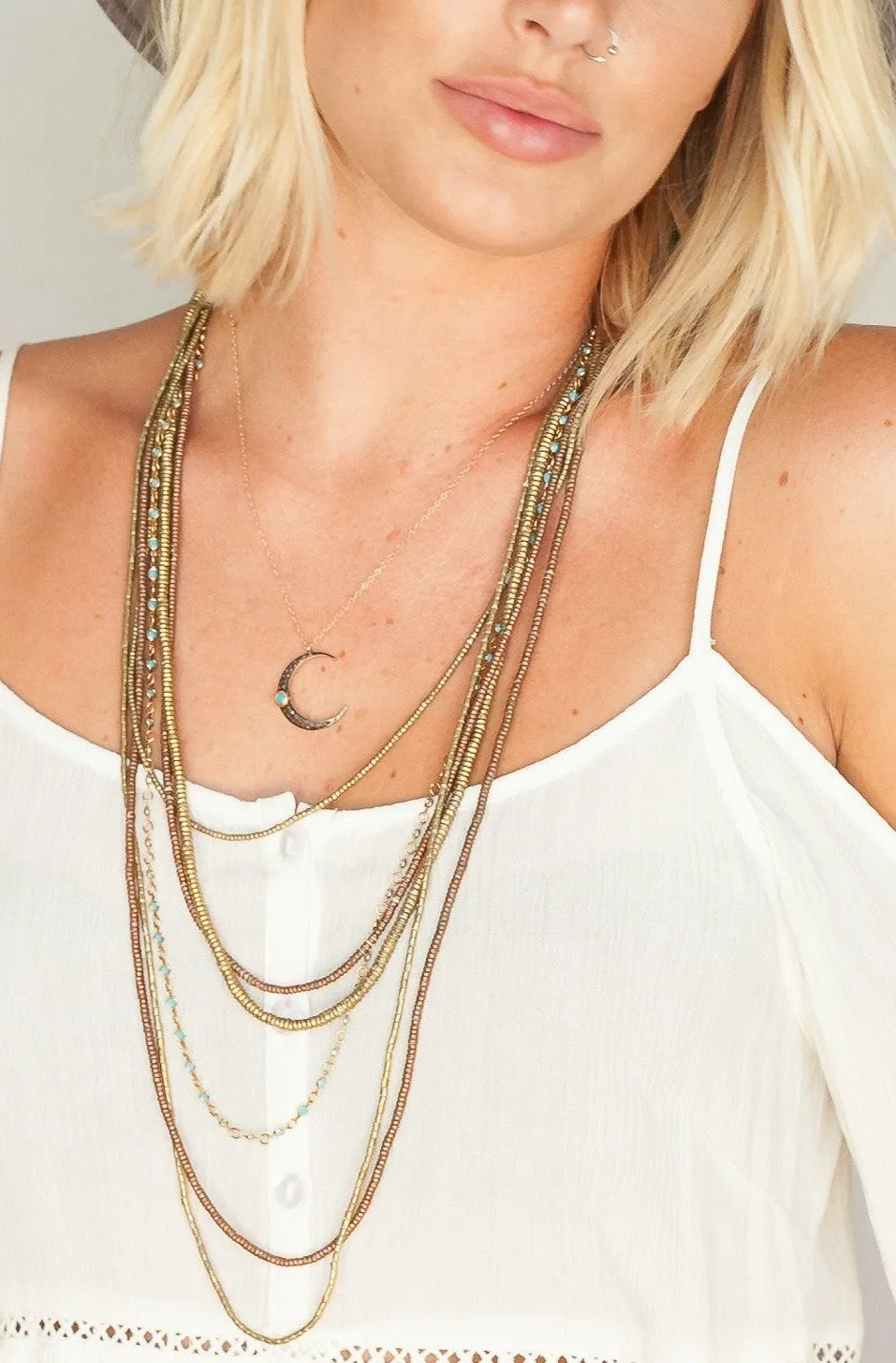 Turquoise Crescent Moon Necklace:  other colors available